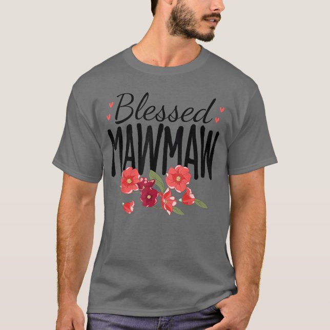 Women Flowers Blessed Mawmaw for Grandparents Moth T Shirt (Framsida)