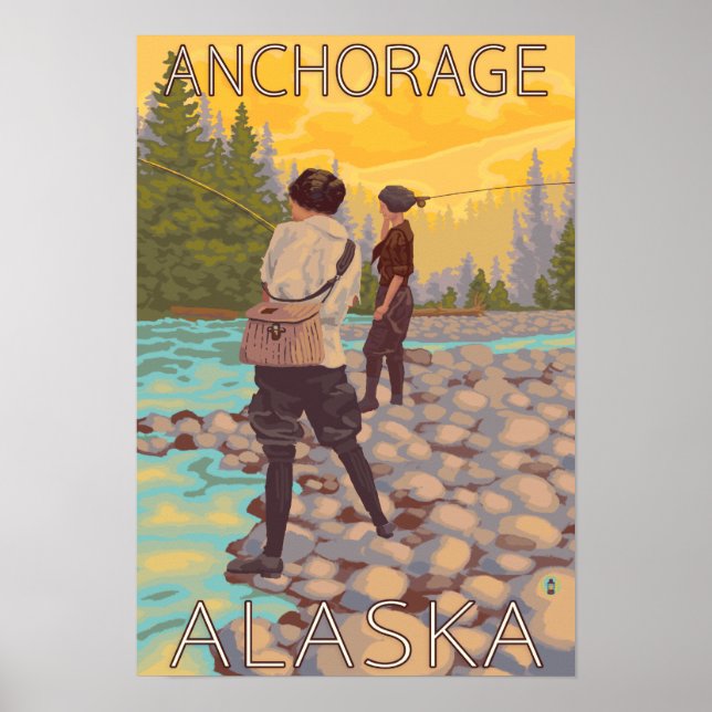 Women Flygfiske - Anchorage, Alaska Poster (Framsidan)