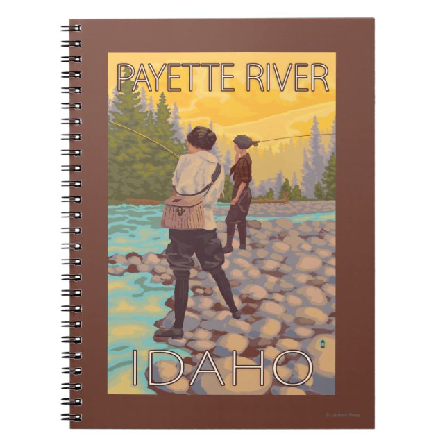 Women Flygfiske - Payette River, Idaho Anteckningsbok (Framsidan)