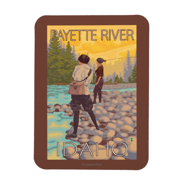 Women Flygfiske - Payette River, Idaho Magnet (Vertikal)
