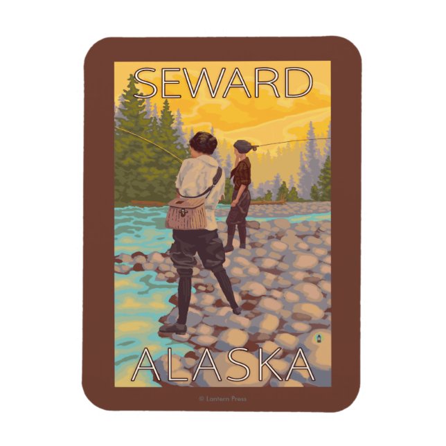 Women Flygfiske - Seward, Alaska Magnet (Vertikal)