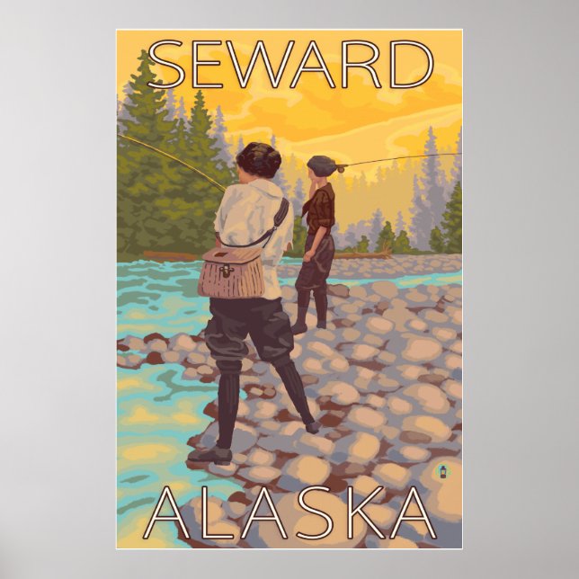 Women Flygfiske - Seward, Alaska Poster (Framsidan)