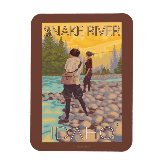 Women Flygfiske - Snake River, Idaho Magnet (Vertikal)