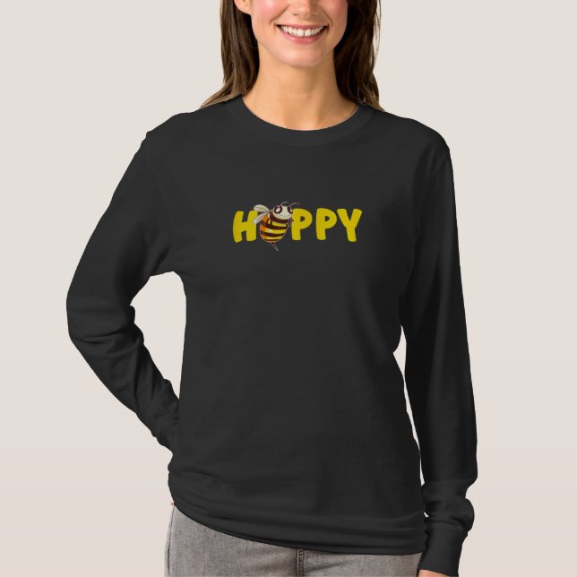 Women & Girls Bee   Cute Bee Happy T Shirt (Framsida)