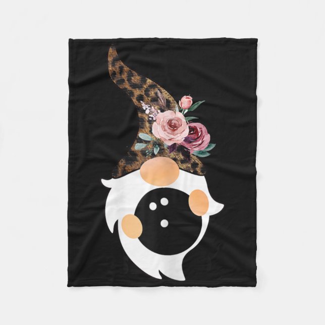 Women Girls Cute Bowling And Gnome With Leopard Fl Fleecefilt (Framsidan)