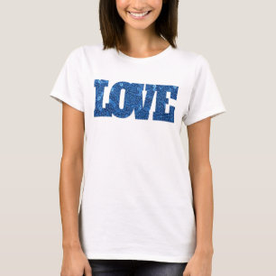 Women Girls KÄRLEK Blue Sequins T Shirt