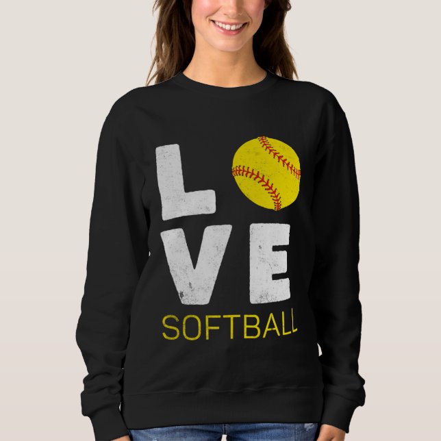Women Girls Love Softball T Shirt (Framsida)