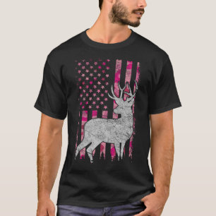 Women Girls Patriotic Rosa Camo USA flagga Hjort H T Shirt