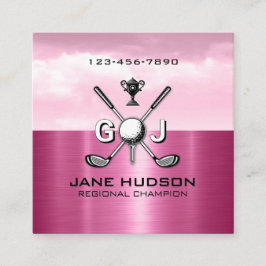 Women Golfer Elegant Monogram Design Fyrkantigt Visitkort
