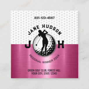 Women Golfer Monogram Design Fyrkantigt Visitkort