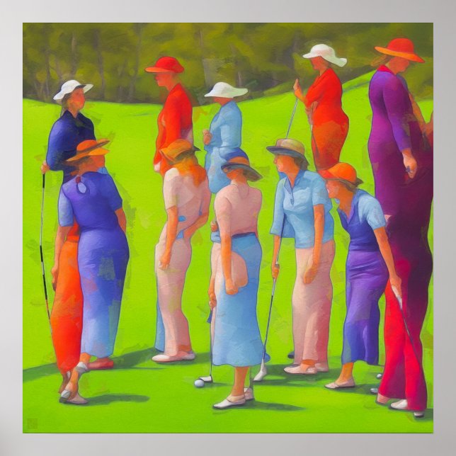Women Golfers - Canvas Art Print Poster (Framsidan)