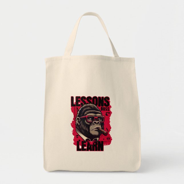 Women Gorilla Boss Lessons Learn Tote Bag Tygkasse (Framsidan)