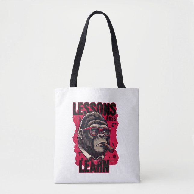 Women Gorilla Boss Lessons Learn Tote Tygkasse (Framsida)