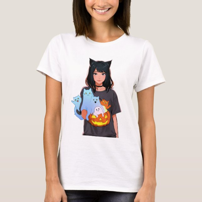 women halloween ,Cat Shirt ,Cute Cat Lovers Shirt  T Shirt (Framsida)