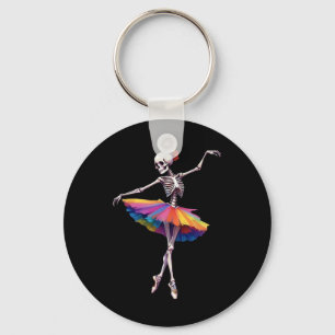 Women Halloween Dancing Skeleton Rainbow Ballerina Nyckelring