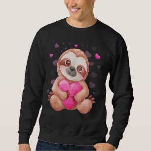 Women Heart Sloth Valentine Day För barn Girls Lång Ärmad Tröja