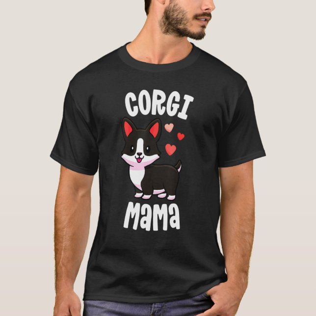 Women Hund Mamma Black Brindle Corgi Corgi T Shirt (Framsida)