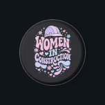 Women In Construction Retro Empowerment Magnet<br><div class="desc">Bold retro lettering with colorful helmet, hearts and floral accents celebrating women in construction. A vibrant empowerment statement for female builders, tradeswomen and strong women in skilled trades.</div>