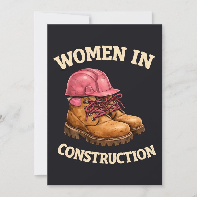Women in Construction Work Boots and Hard Hat Inbjudningar (Framsida)