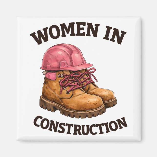 Women in Construction Work Boots and Hard Hat Magnet (Framsidan)