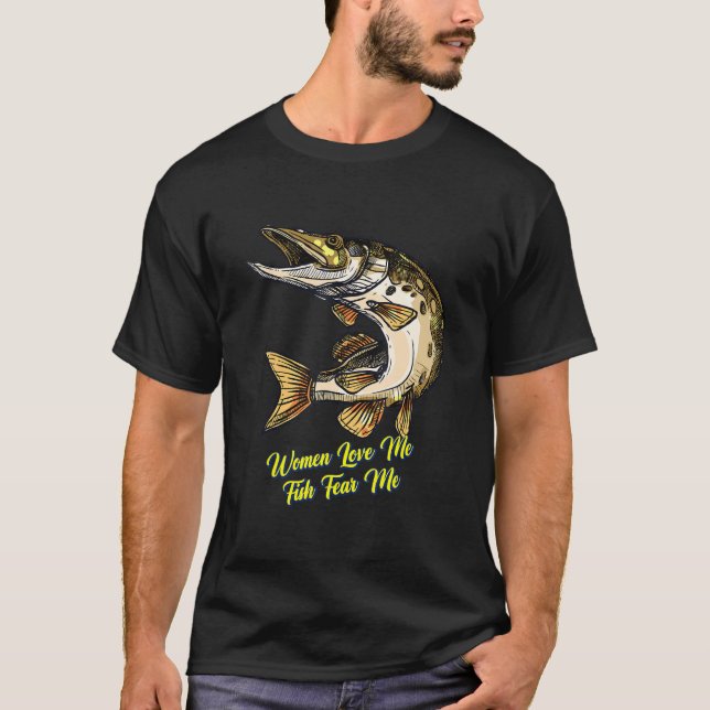 Women Kärlek Me Fish fruktar mig Sarcastic Joke T Shirt (Framsida)