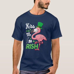 Women Kiss Me jag är Irish Rosa Flamingo St Patric T Shirt