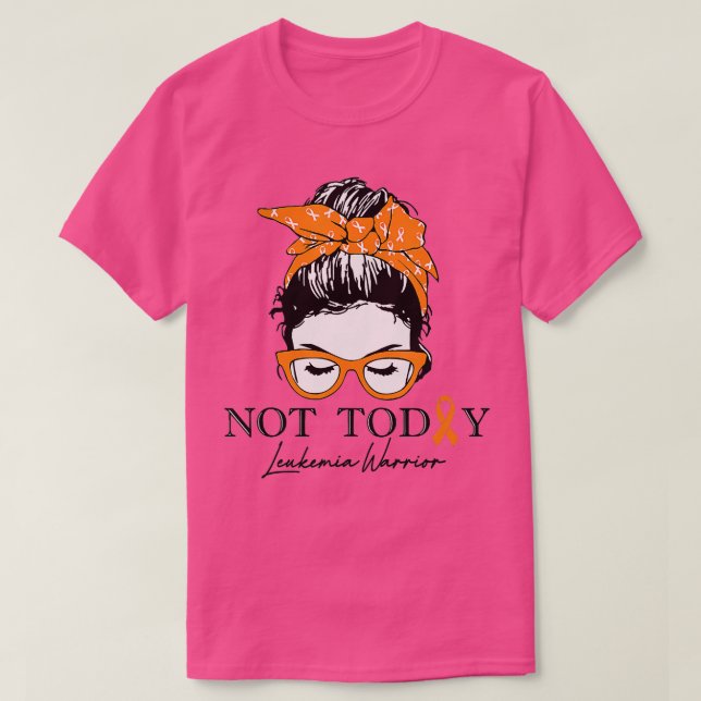 Women Leukemia Awareness Messy Bun Leukemia Warrio T Shirt (Design framsida)
