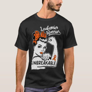 Women Leukemia Awareness Warrior Orange Ribbon T Shirt