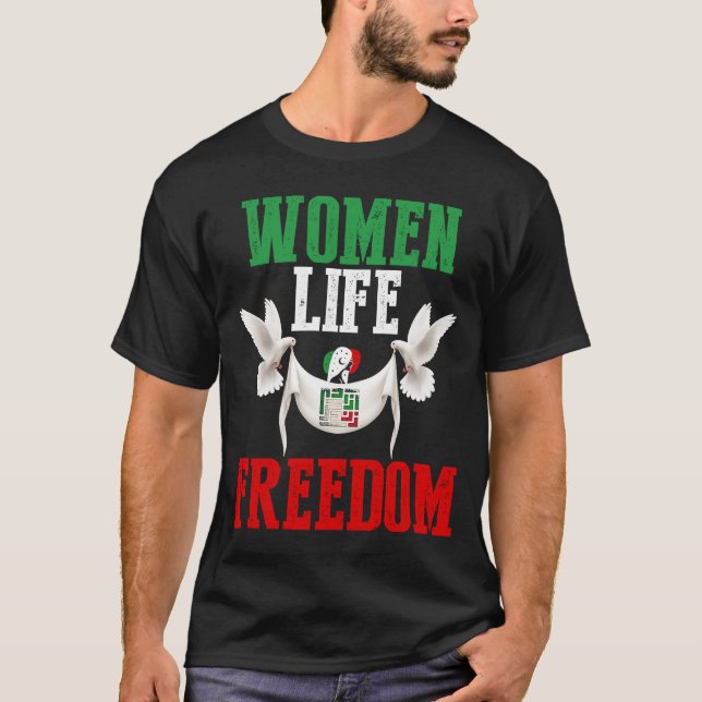 Women Life Free Iran står upp med Persian T Shirt (Framsida)