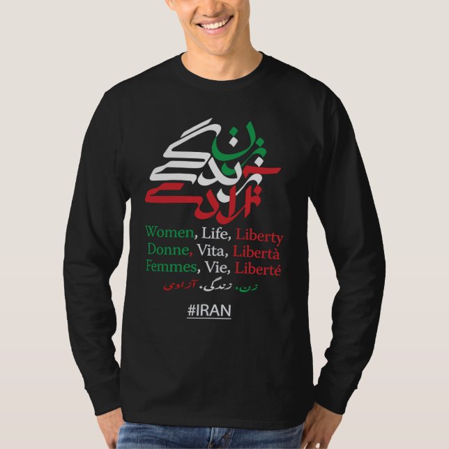 Women Life Freedom Farsi calligraphy Zan Zendegi A T Shirt (Framsida)
