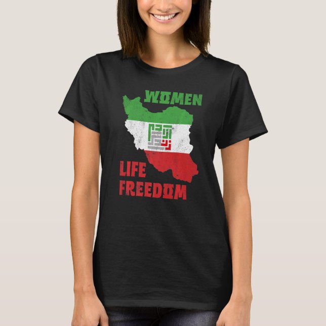Women Life Freedom Iran Zan Zendegi Azadi Karta Fl T Shirt (Framsida)
