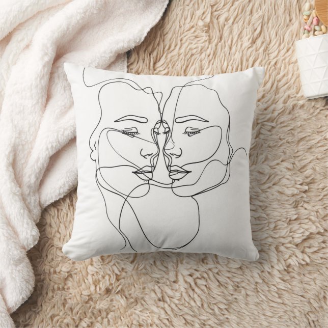 Women Line Art Kudde (Filt)