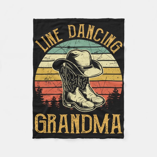 Women Line Dance Grandma Dancing Dancer Land Mu Fleecefilt (Framsidan)