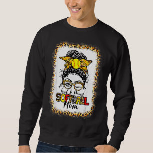 Women Loud & Proud Softball Mamma Messy Bun Leopar Lång Ärmad Tröja