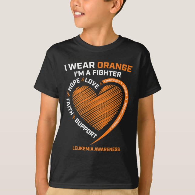 Women Manar Kids Fighter Gift I Bära Orange Leukem T Shirt (Framsida)