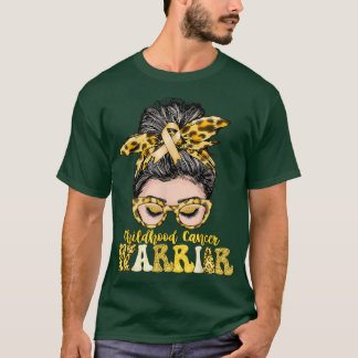 Women Messy Bun Childature Cancer Warrior Gifts T Shirt