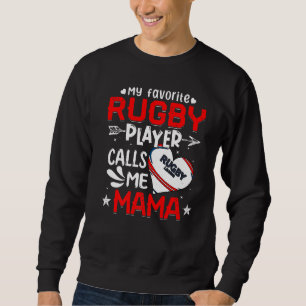 Women My Favorite Rugby Player kallar mig Mamma Lång Ärmad Tröja