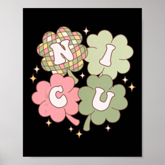 Women Nicu Nurse St Patrick's Day Neonatal Icu Sha Poster