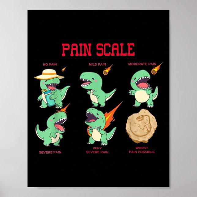 Women Nurse Pain Scale Pain Essment Funny Dinosaur Poster (Framsidan)