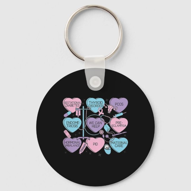 Women Obstetrics Valentine's Day Nurse Ob Gyn Obst Nyckelring (Framsida)