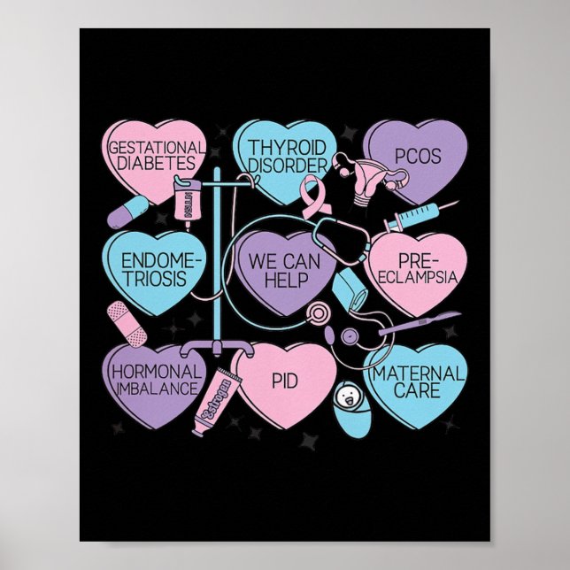 Women Obstetrics Valentine's Day Nurse Ob Gyn Obst Poster (Framsidan)