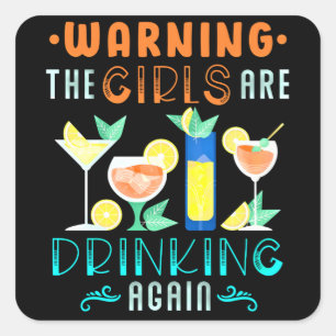 Women Party Cocktail Alcohol Girls öl Fyrkantigt Klistermärke