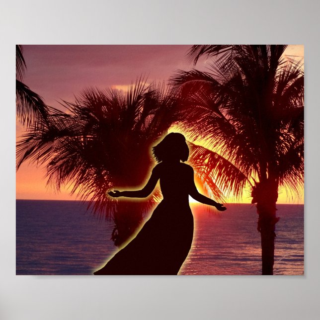 Women Pising Lord at Sunset, Christian Art Work Poster (Framsidan)