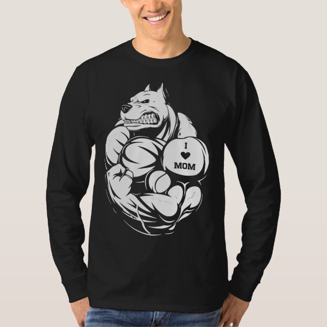 Women Pit Bull Dog Tattoo I Kärlek Mamma T Shirt (Framsida)