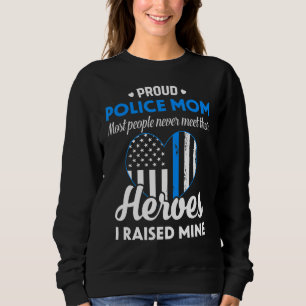 Women Police Mamma Blue Line Flagga Heart Proud Ma T Shirt