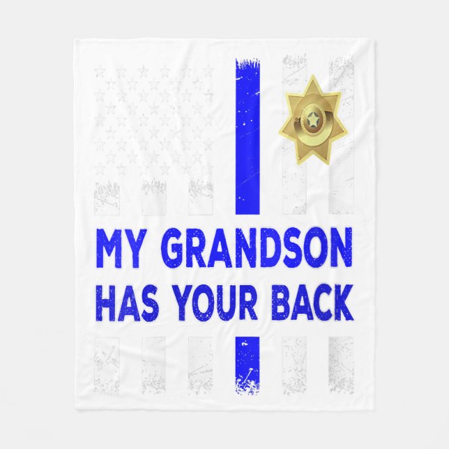 Women Police Officer Grandparents My Grandson Gift Fleecefilt (Framsidan)