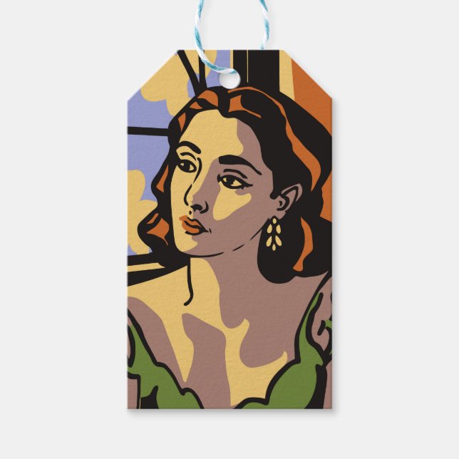 Women porträtt pop art presentetikett (Framsidan)