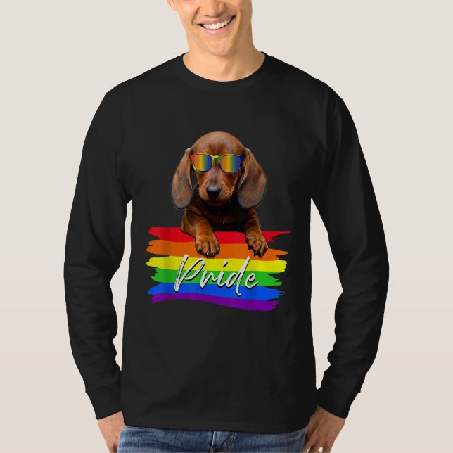 Women Pride Dachshund Hund Lgbt Gay Les Supporter  T Shirt (Framsida)