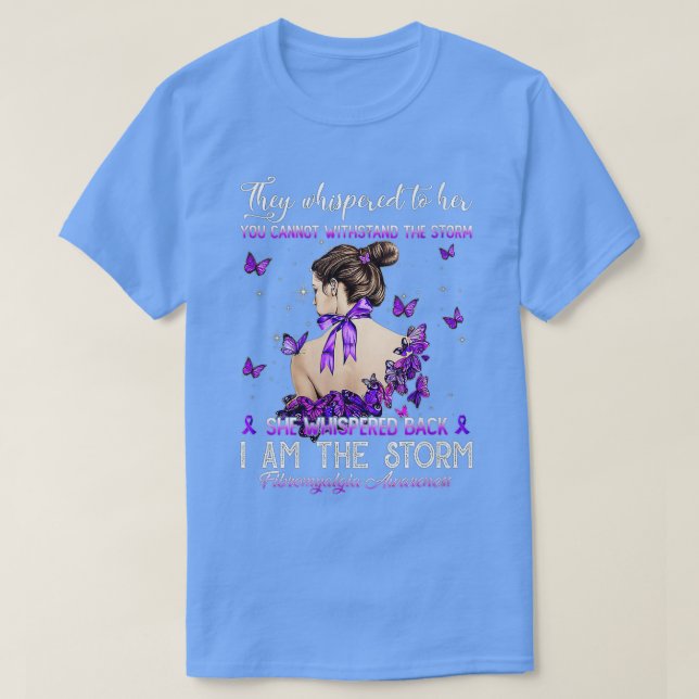 Women Purple Ribbon Butterfly Fibromyalgia Awarene T Shirt (Design framsida)