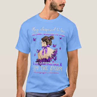 Women Purple Ribbon Butterfly Fibromyalgia Awarene T Shirt